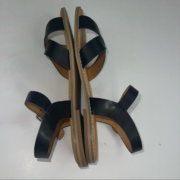 Tucker & Tate Nordstrom Black Faux Leather Ankle Strap Sandals - Picture 12 of 13